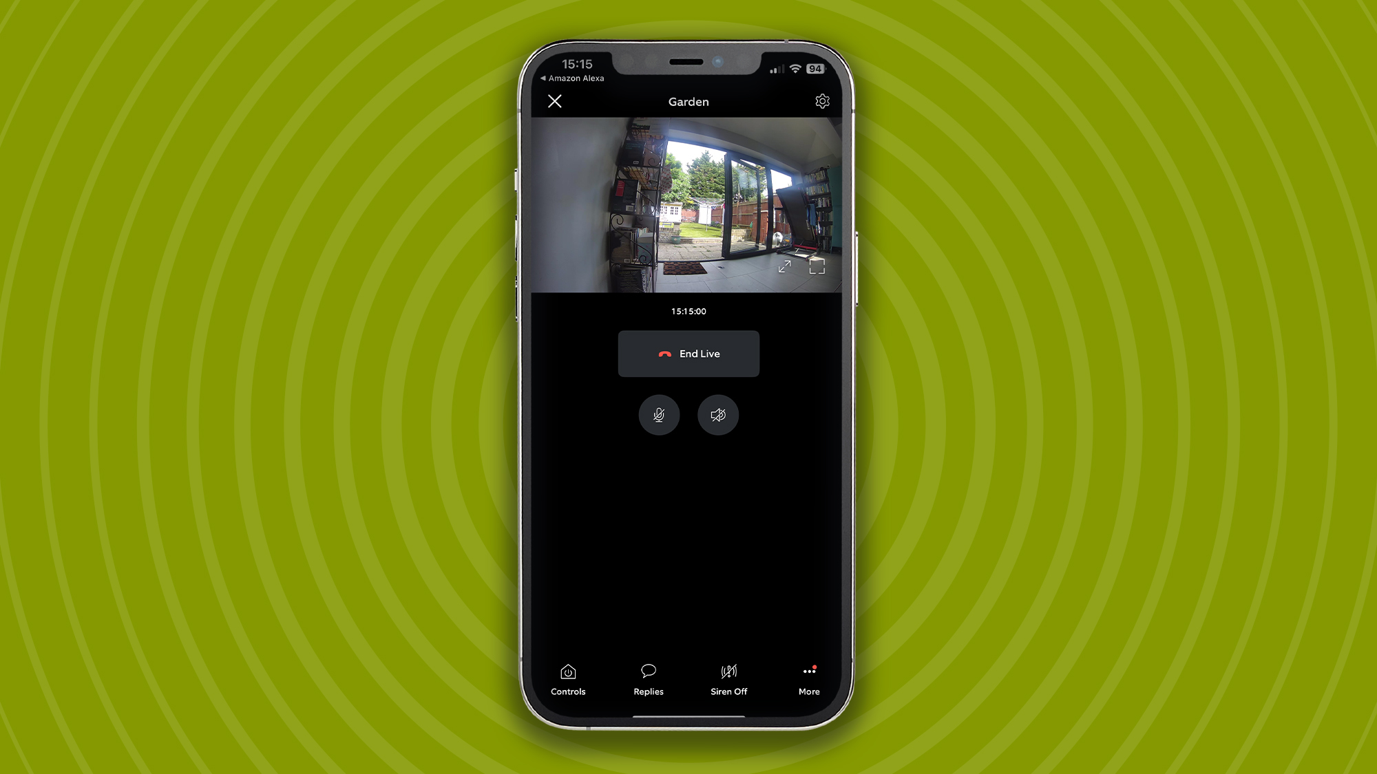 Footage from Ring Outdoor Camera Plus on iPhone screen