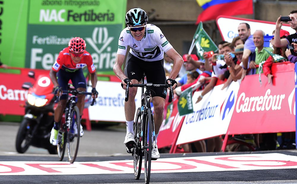 Chris Froome (Sky) rides away to win stage 11