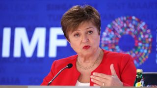 IMF chief Kristalina Georgieva at an IMF meeting.