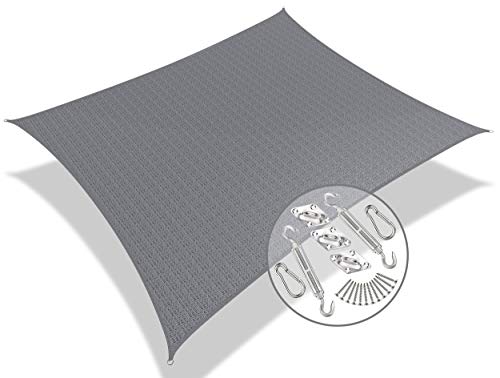 Vounot&amp;reg; Sun Shade Sail Rectangle With Fixing Kit, 95% Uv Block Breathable Hdpe Awning, Sunscreen Canopy for Outdoor Garden Patio Lawn, Grey 3x2.5 M