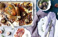 Fig, rosemary and balsamic roasted chicken with roasted fig parcels