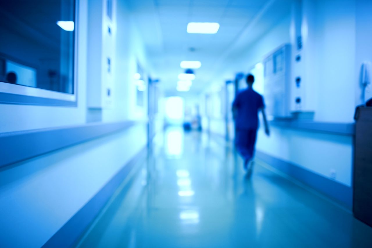 A hospital corridor.