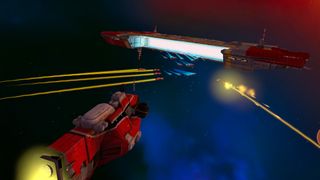 A close-up of ships in battle in an official screenshot of Homeworld Vast Reaches