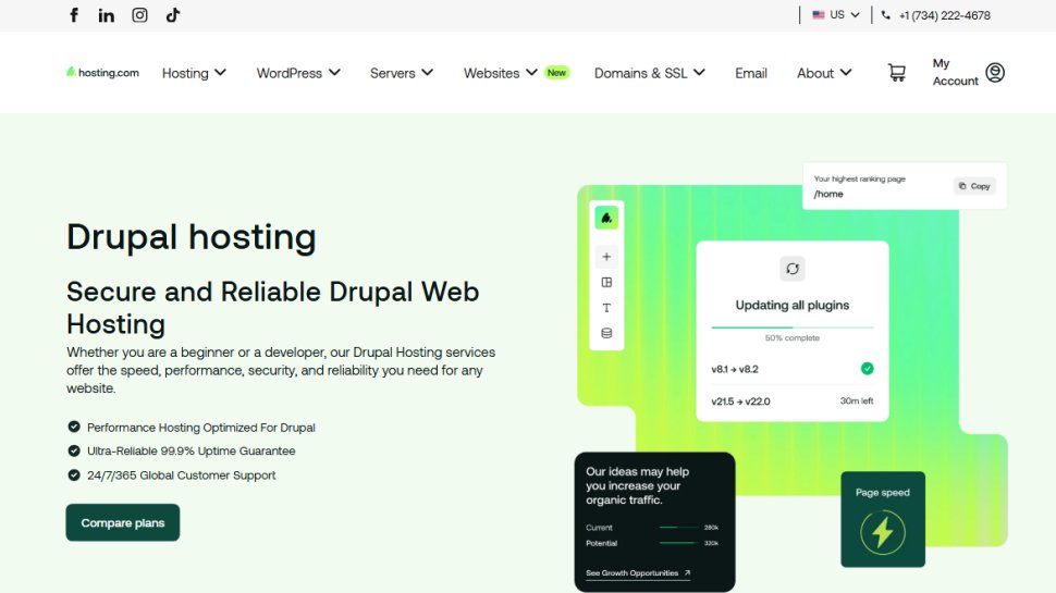Website screenshot of A2 Hosting (August, 2025)