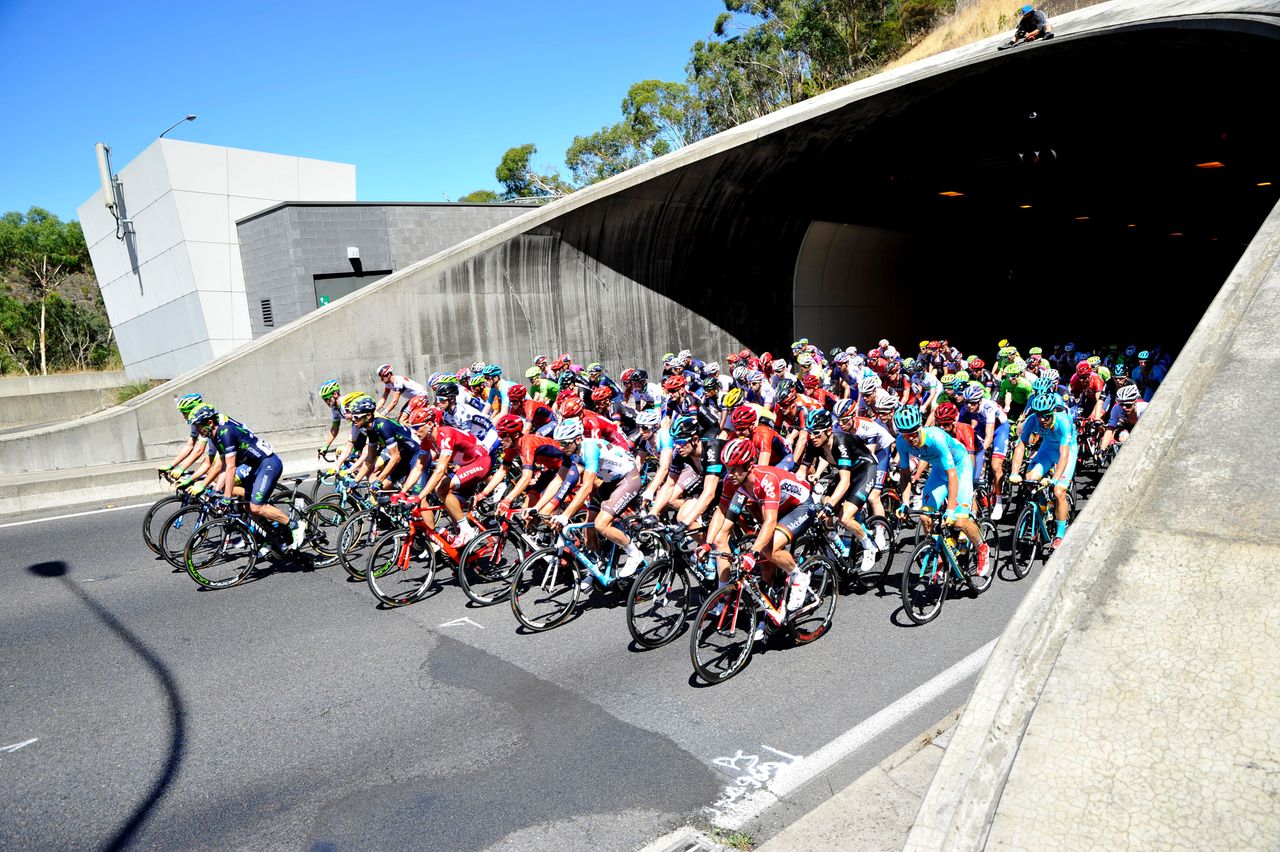 The peloton in action during stage 2 of the Tour Down Under.