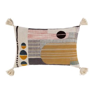 Boho geo design cushion with tassels