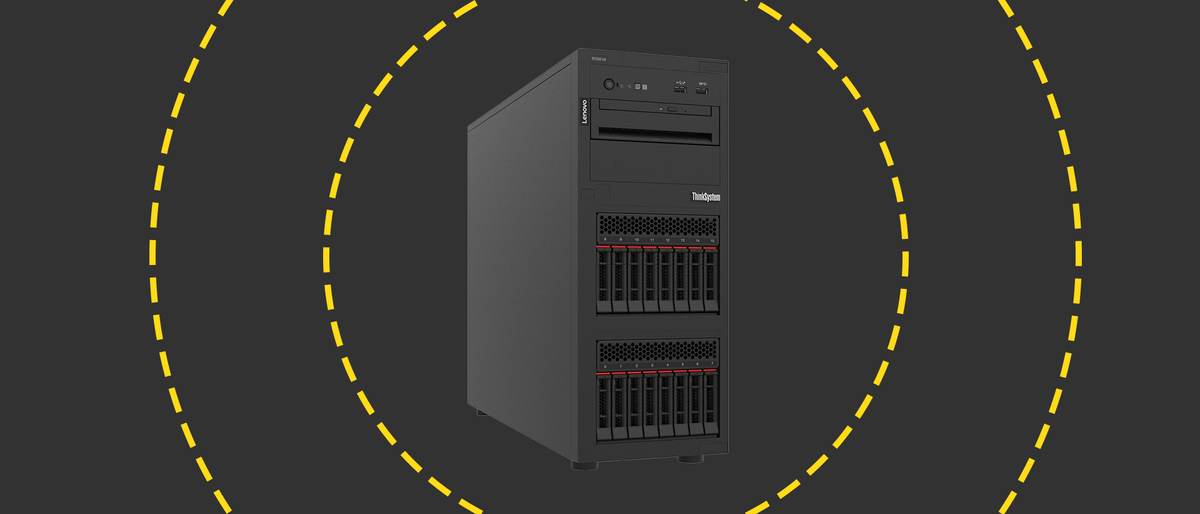 The Lenovo ThinkSystem server on the ITPro background