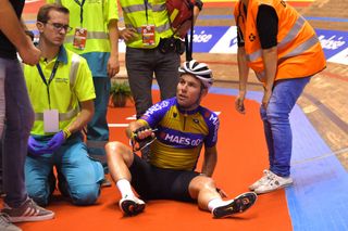 Mark Cavendish of The United Kingdon and Team The Wolfpack Maes 00 Crash during the 79th 6 Days Gent 2019 Day 1 Track Kuipke Track Velodrome zesdaagsegent ghent6day on November 12 2019 in Gent Belgium Photo by Luc ClaessenGetty Images