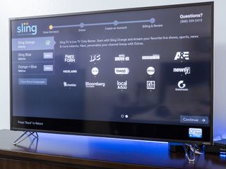 Sling TV on screen menu