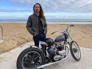 Titch builds a vintage custom motorbike and rides on a D-Day beach.