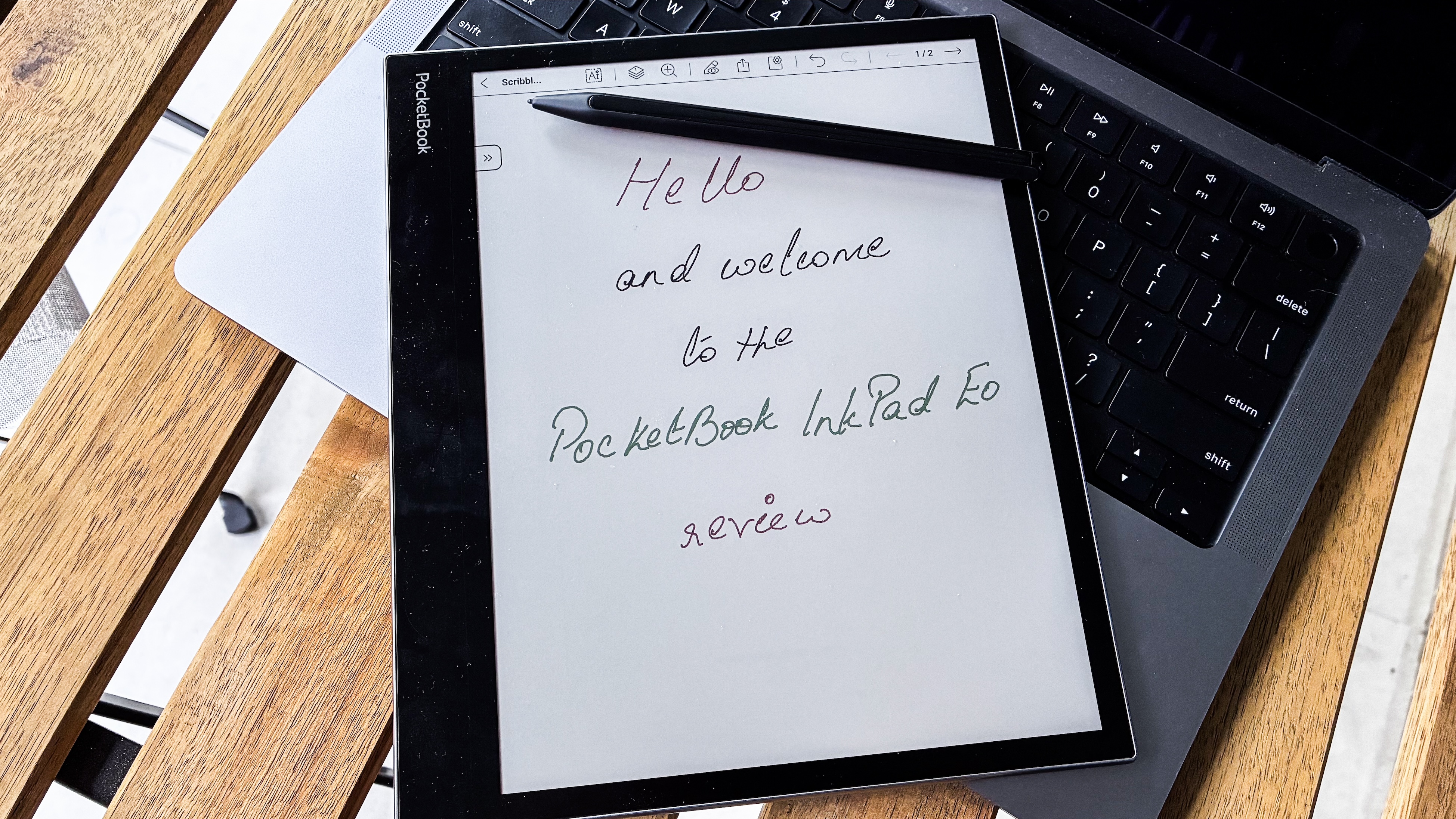 Handwriting in color on the PocketBook InkPad Eo