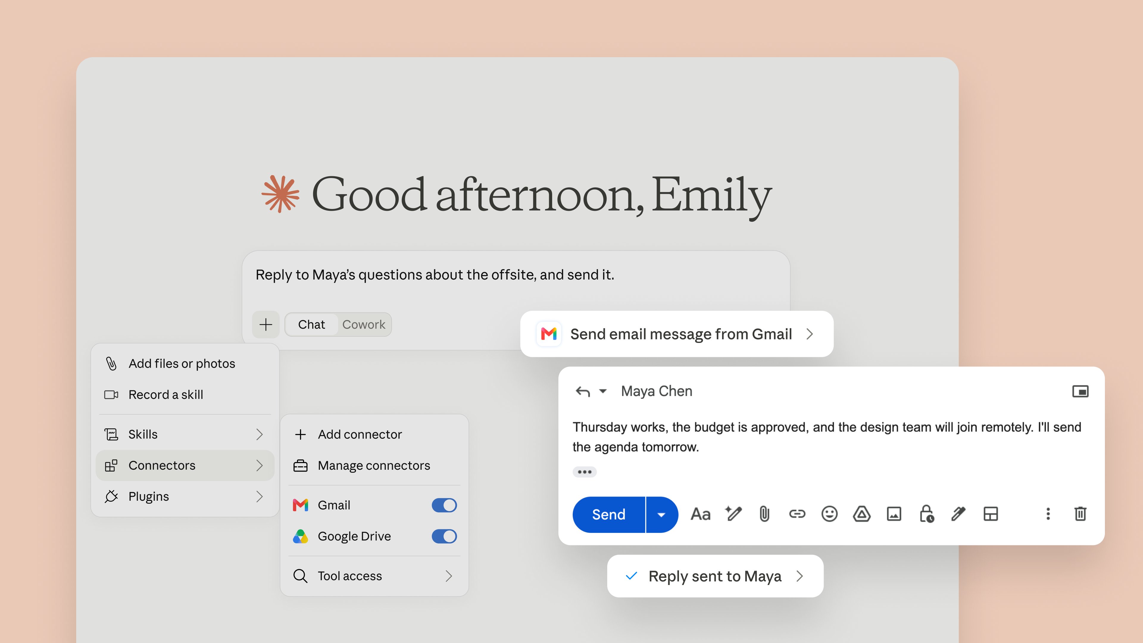 Claude sending Gmail messages