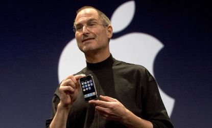 Late Apple CEO Steve Jobs unveils the new iPhone in 2007
