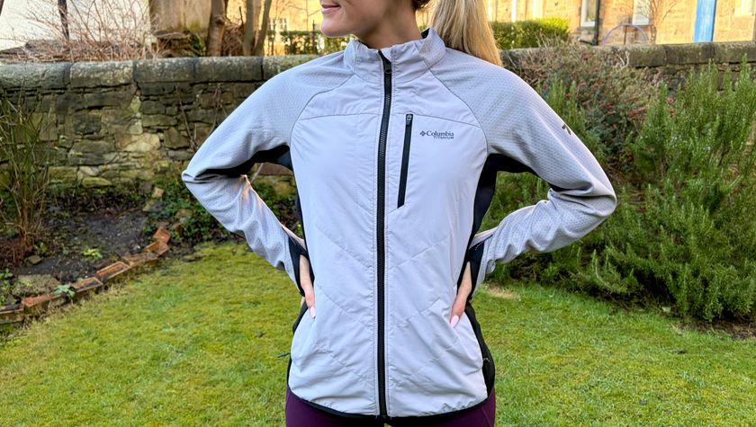 Jessica Downey wearing the Columbia Arctic Crest Hybrid Technical Fleece Jacket