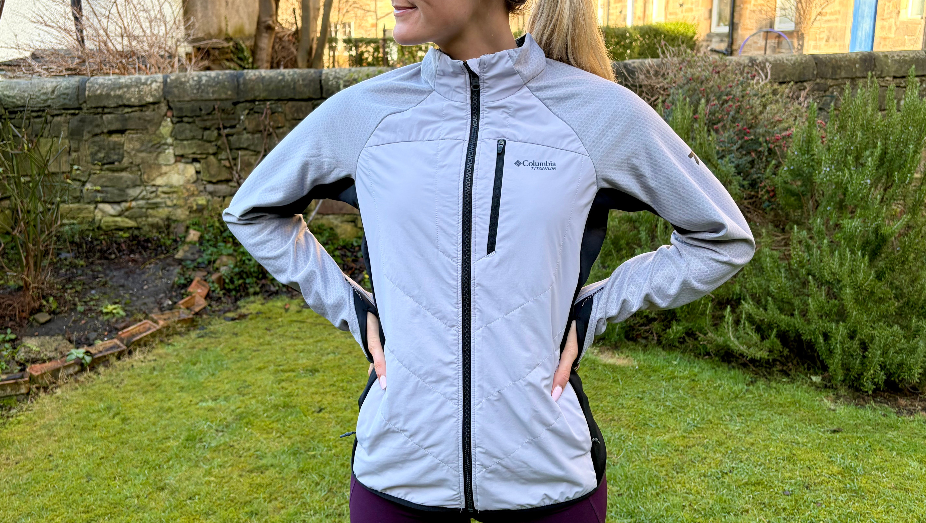 Jessica Downey wearing the Columbia Arctic Crest Hybrid Technical Fleece Jacket