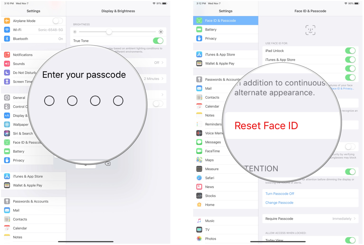 how to disable face id on ipad pro