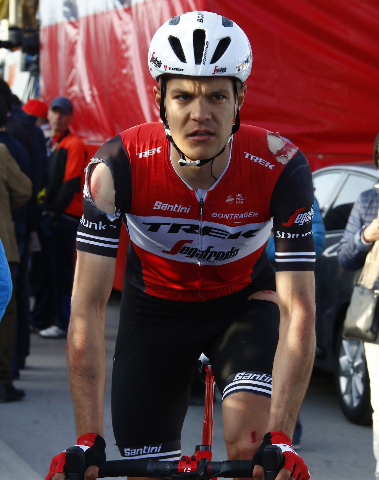 A banged up Jasper Stuyven (Trek-Segafredo)