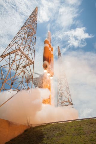 Another view of the United Launch Alliance Delta IV rocket launching the classified NROL-37 spy satellite into orbit from Space Complex 37 at Cape Canaveral Air Force Station, Florida on June 11, 2016.
