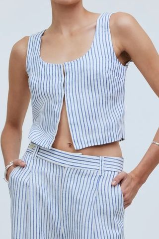 Stripe Scoop Neck Crop Tank