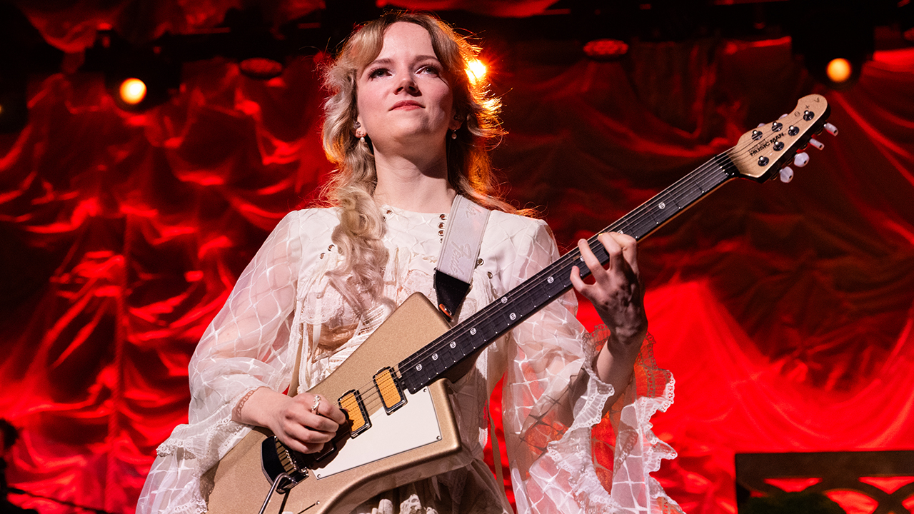 Emily Roberts of The Last Dinner Party performs on stage at The Corn Exchange on November 17, 2025 in Edinburgh, Scotland. (Photo by Roberto Ricciuti/Redferns)