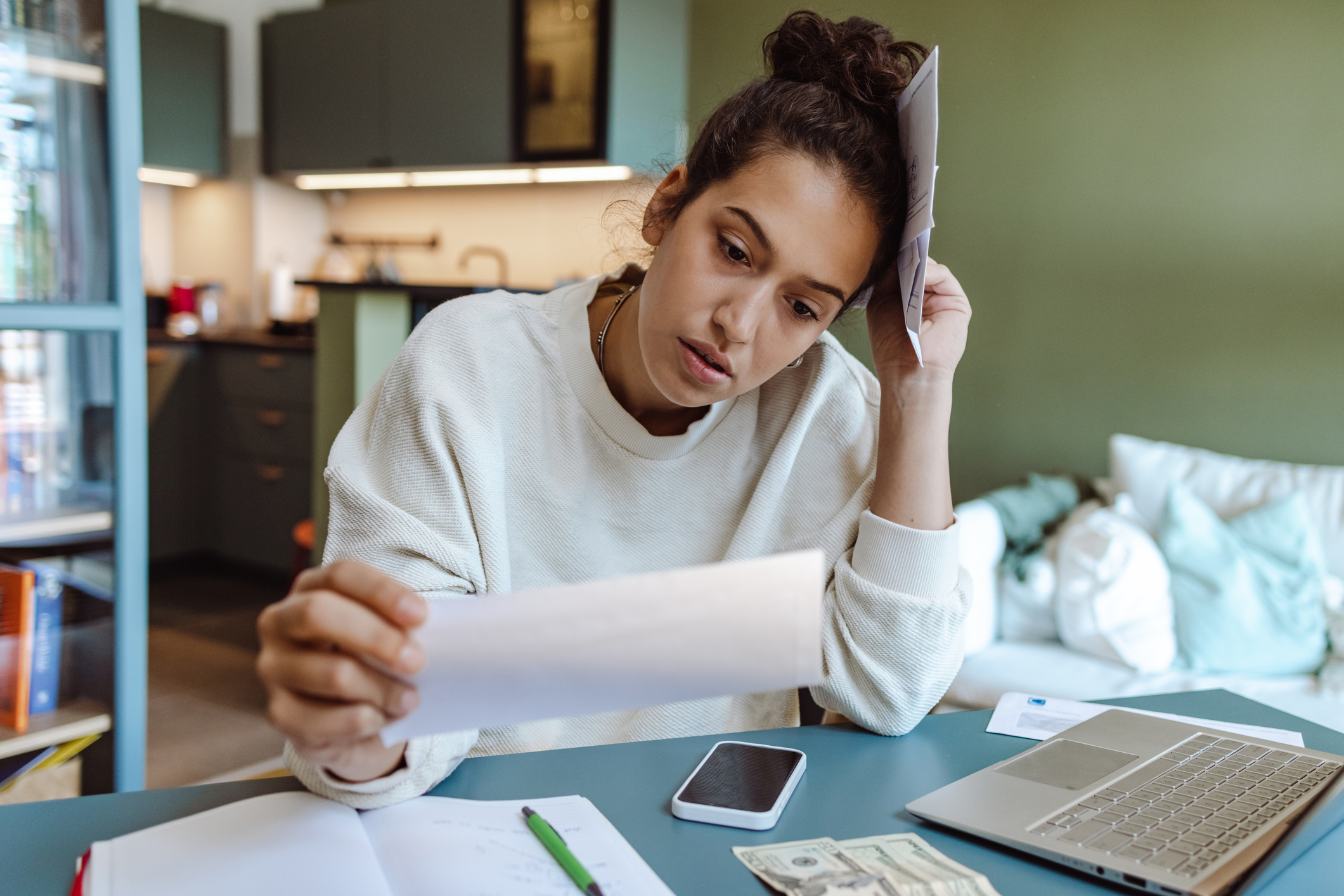 Woman managing her personal finances