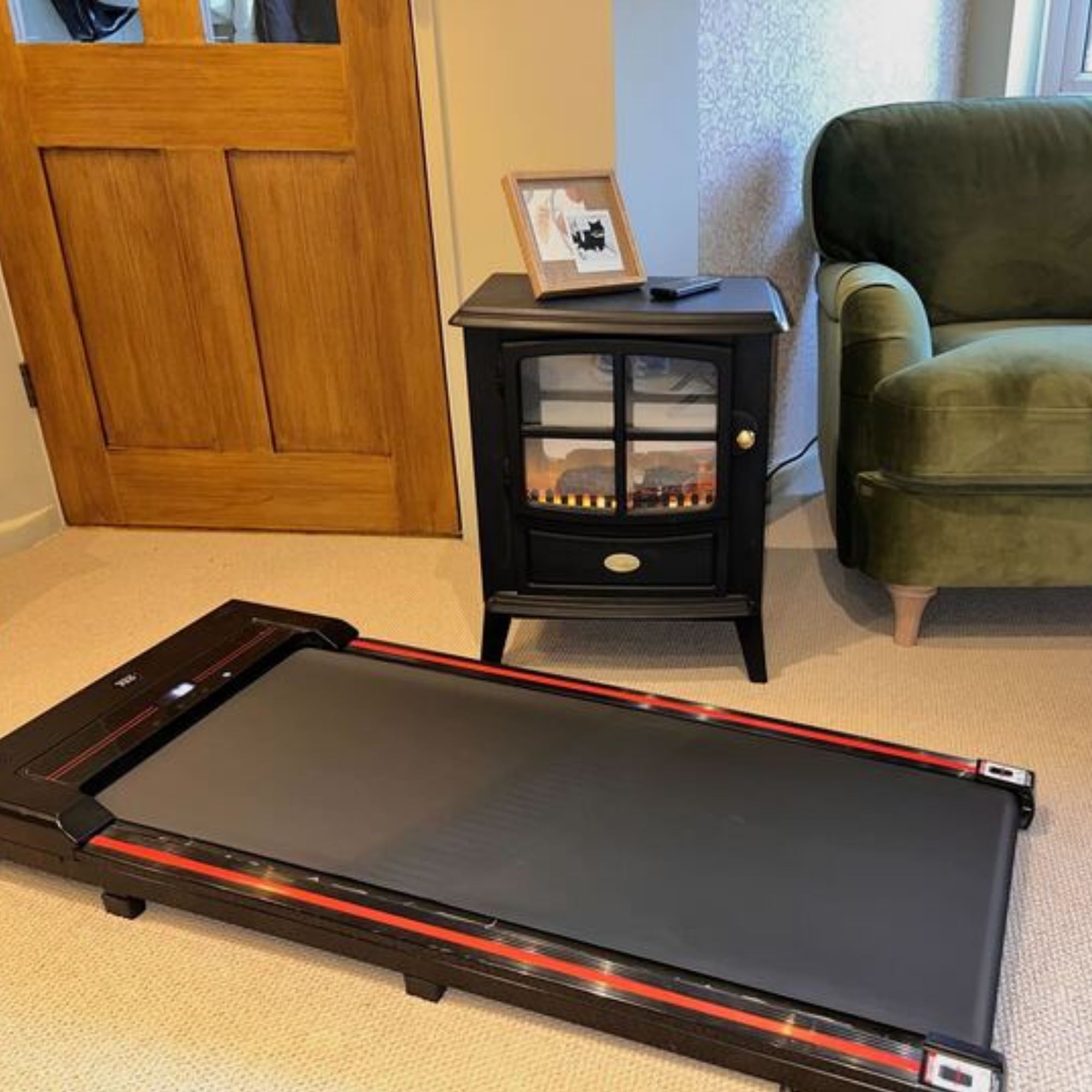 A walking pad in Layla Al-Ani's home.