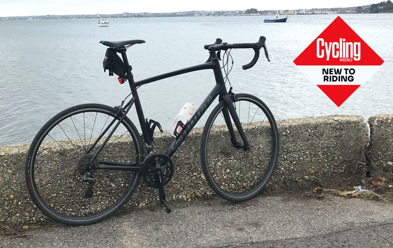 Tom Davidson&#039;s first road bike, a black Specialized Allez