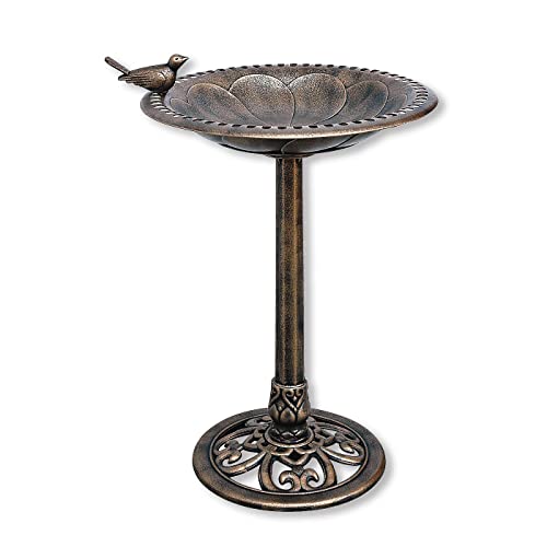 Backyard Expressions Patio &amp;middot; Home &amp;middot; Garden 912449-Wb Outdoor Garden Bird Bath- Bronze- Weather Resistant Polyresin-30 Inch-Backyard Expressions