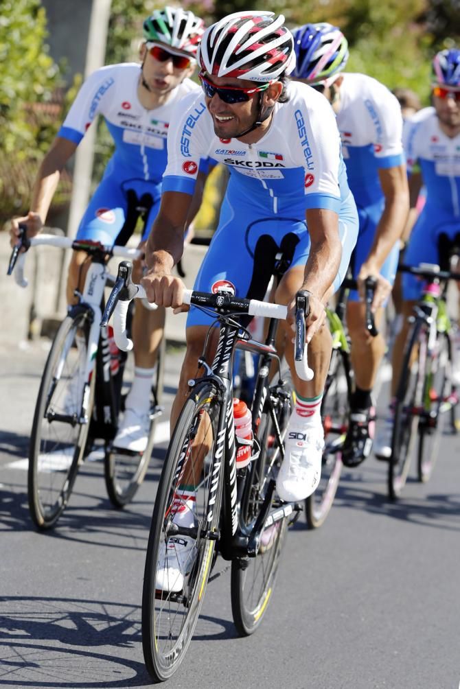 Giampaolo Caruso (Katusha) leads the line in training