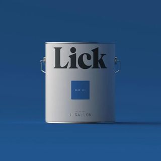 Royal blue paint and paint can