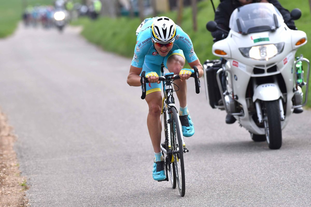 Rein Taaramae (Astana) was caught with two kilometres remaining.