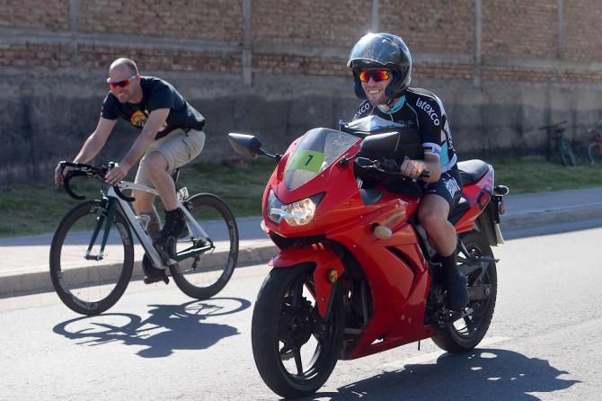 Mark Cavendish gets some time on a different kind of bike.