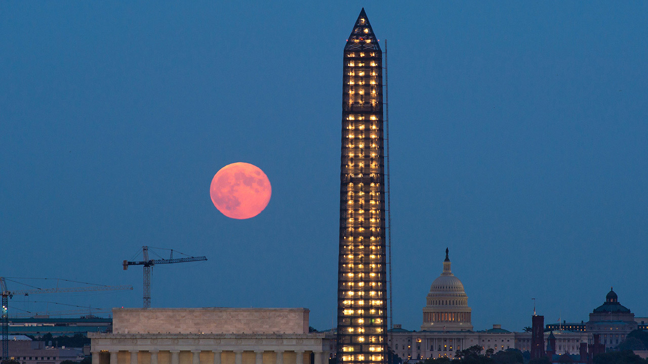 A full Moon, known as a Harvest Moon, rises over Washington on Sept. 19, 2013.