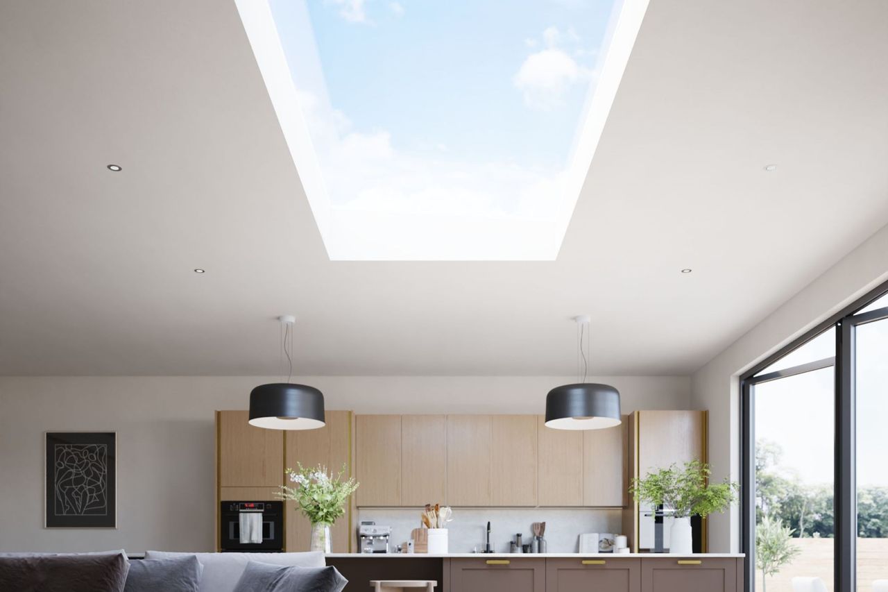 A roof light in a kitchen extension