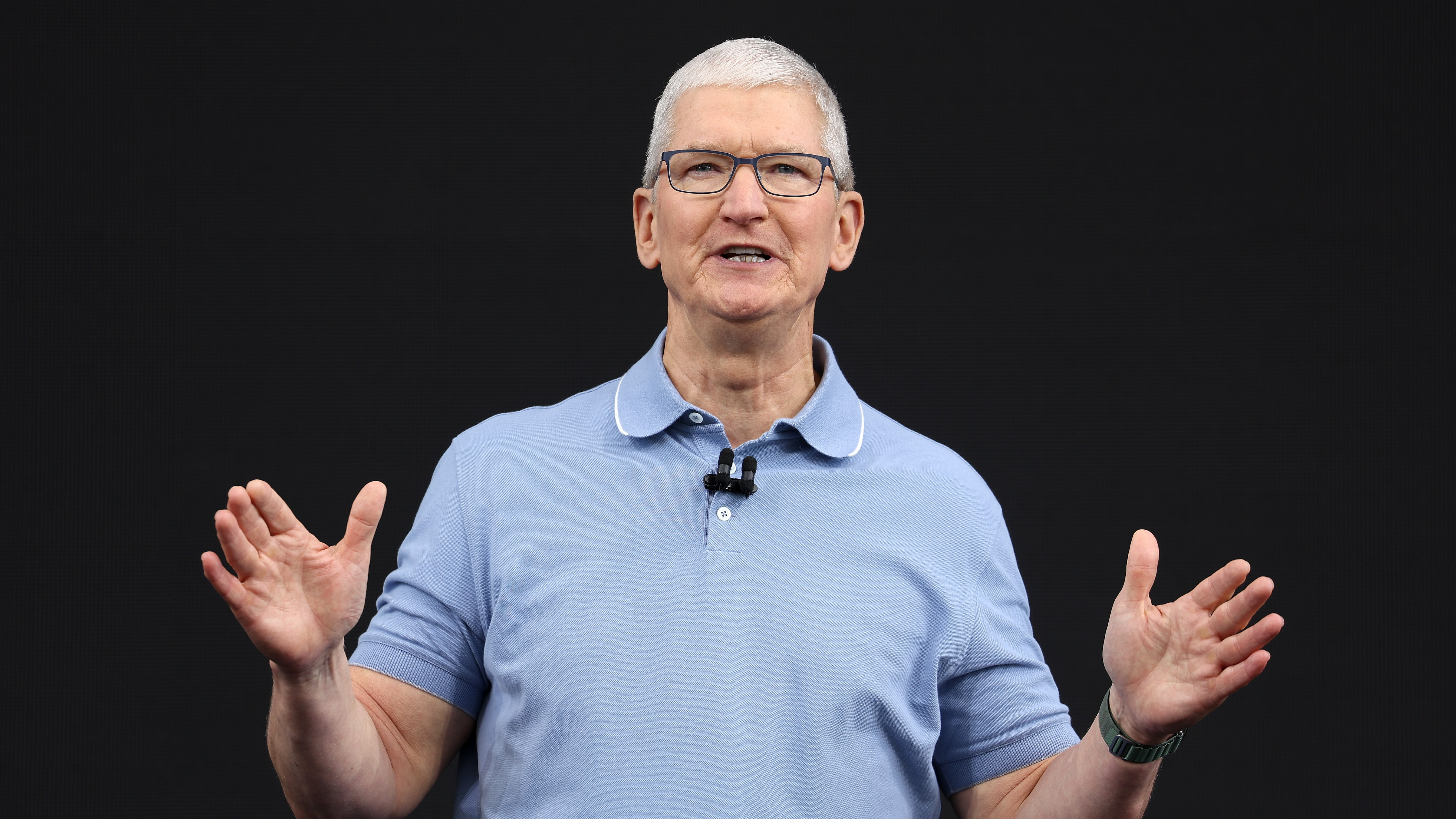 Tim Cook presenting at a recent Apple launch