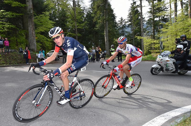 Jonathan Fumeaux (IAM Cycling) with Maxim Belkov (Katusha)