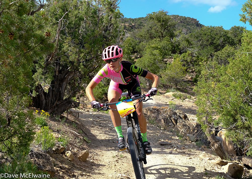 Alexis Skarda (Stans NoTubes) riding in second place early in the contest