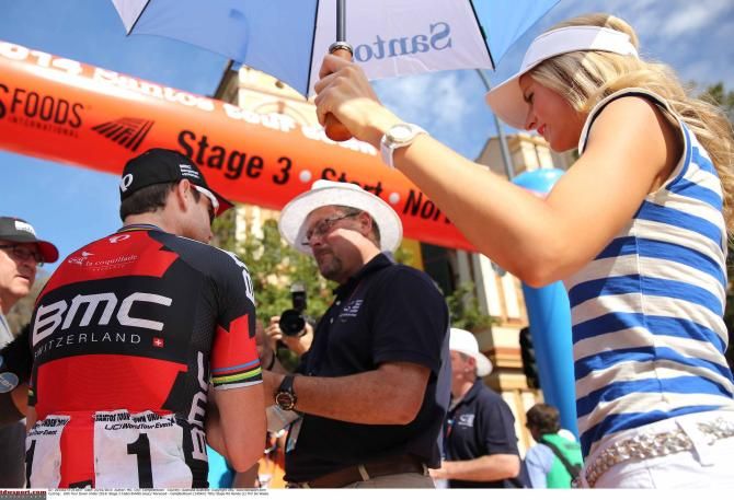 Cadel Evans (BMC) in demand at the Tour Down Under.