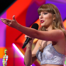 Taylor Swift wins the Global icon Award during The BRIT Awards 2021 at The O2 Arena on May 11, 2021 in London, England.