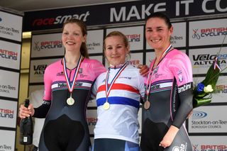 Elite women's podium, British time trial championships 2016