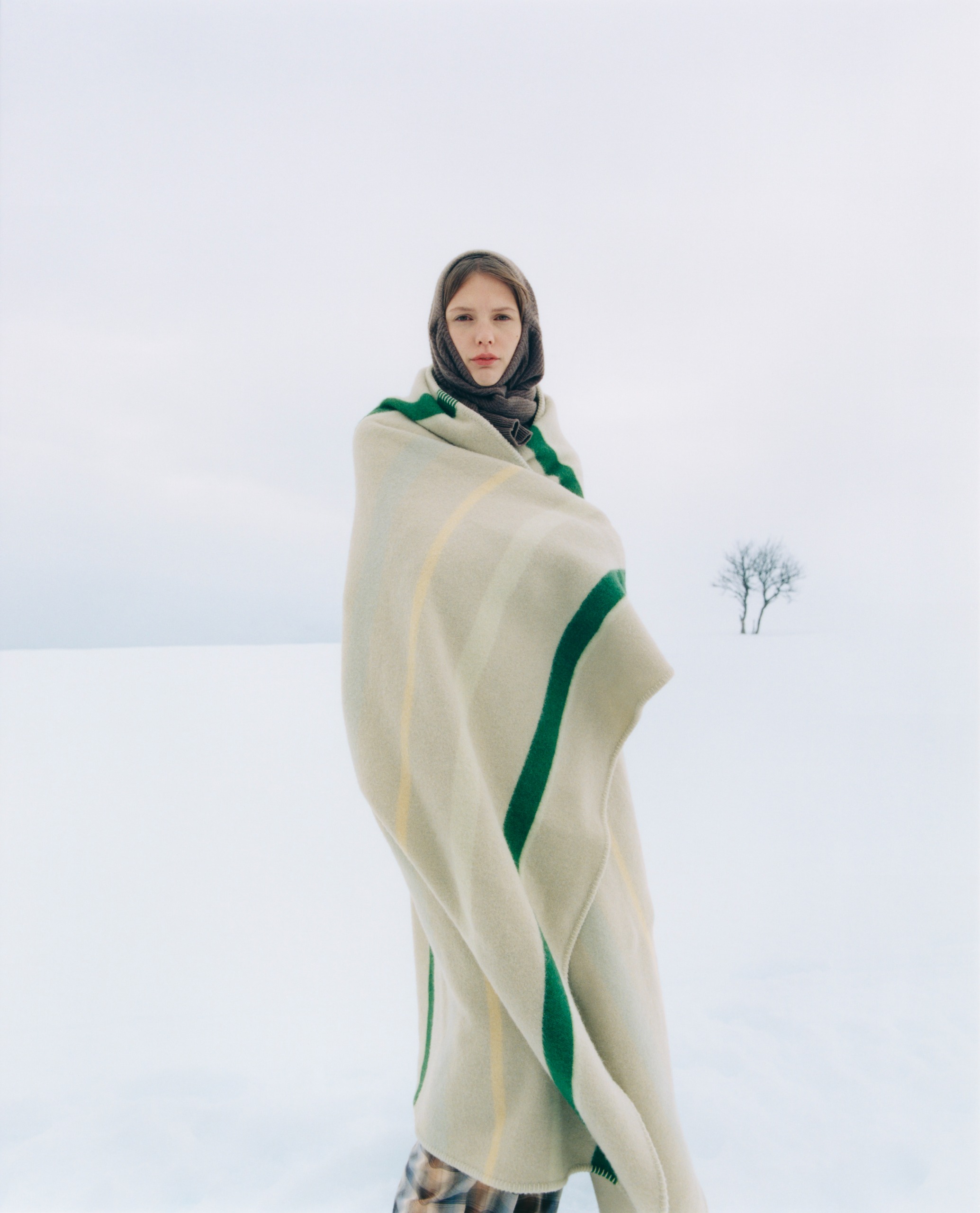 Tekla Auralee Collaboration photographed in snow field