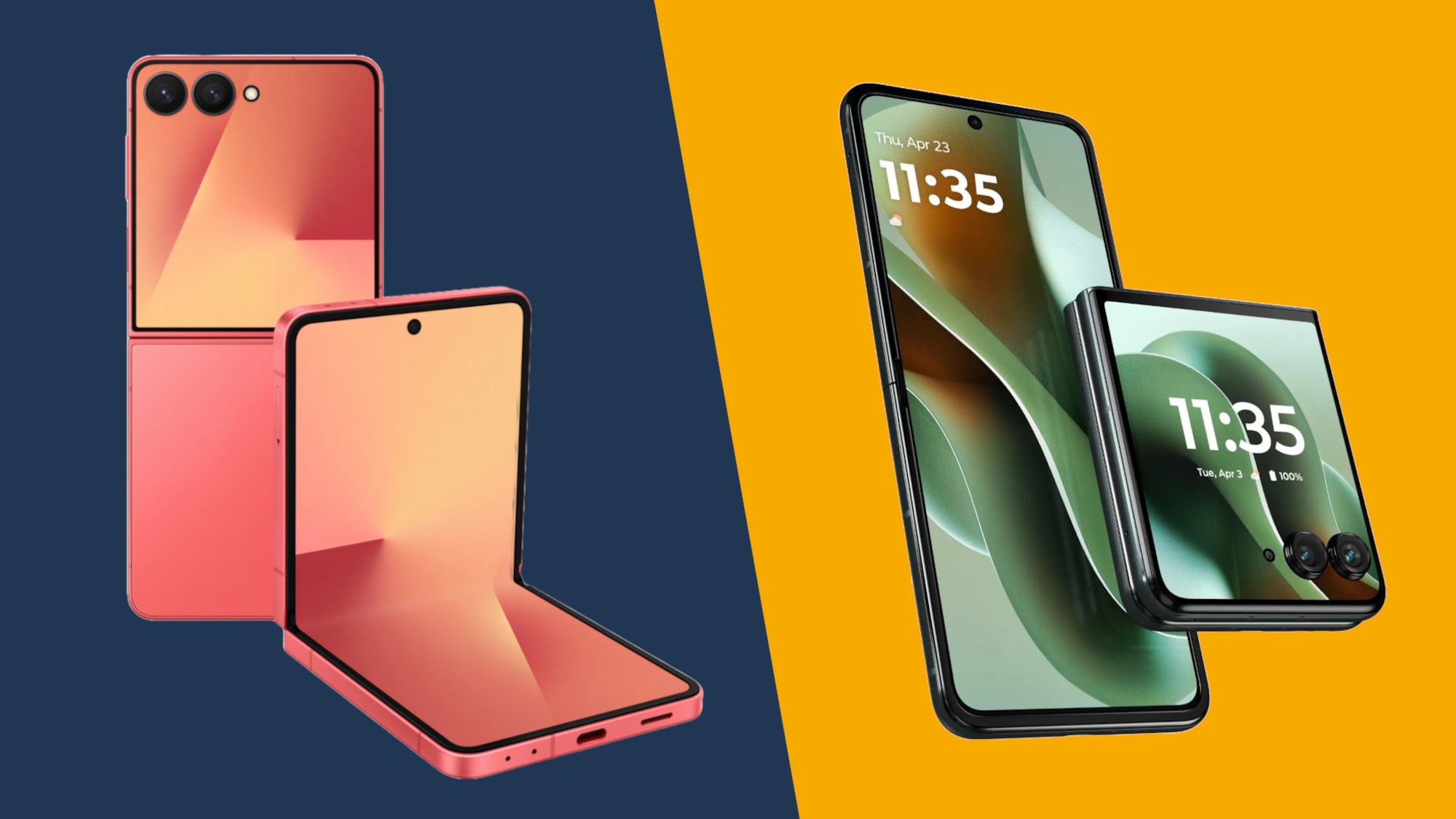 A Samsung Galaxy Z Flip 7 and a Motorola Razr Ultra 2025