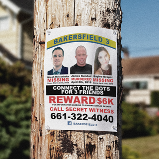 missing poster for Bakersfield three