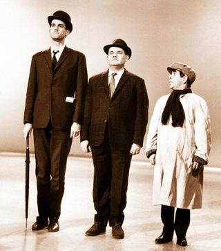 John Cleese, Ronnie Barker and Ronnie Corbett filming their famous sketch about class