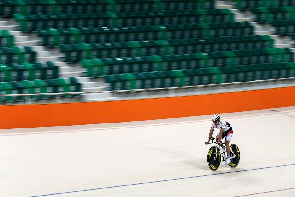 A Cyclist trains at the newly delivered Rio Olympic Velodrome at Olympic Park