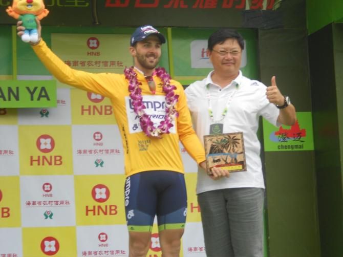 Andrea Palini (Lampre-Merida) in the leader's yellow jersey