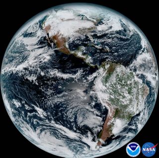 a full-disk image of Earth from space