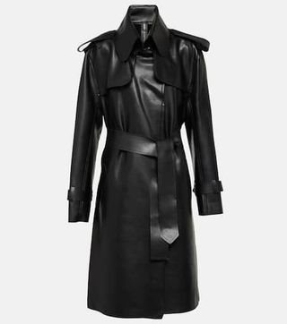 Faux Leather Trench Coat