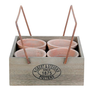 wooden carrycase with pots
