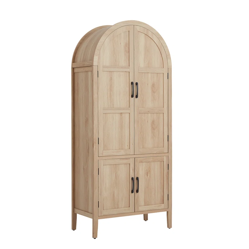 Wayfair, Ebern Designs Arched Kitchen Pantry Cabinet